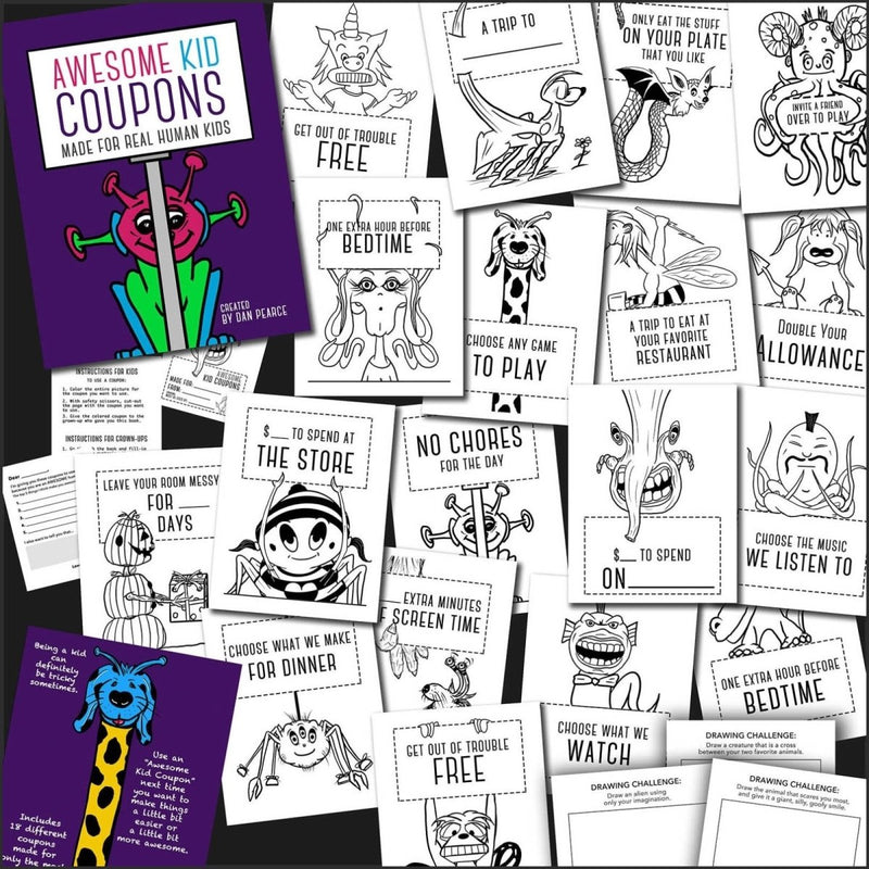 CREATE YOUR OWN Blank "Awesome Kid Coupons and Coloring Book (Made for Real Human Kids)" - Dan Pearce Sticker Shop