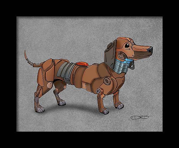 Dachshund Robot Dog Fine Art Print Created - Dan Pearce Sticker Shop