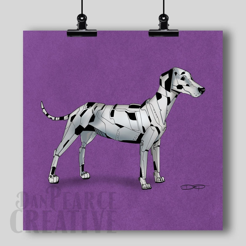 Dalmatian Robot Dog Fine Art Print Created - Dan Pearce Sticker Shop