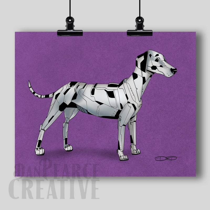 Dalmatian Robot Dog Fine Art Print Created - Dan Pearce Sticker Shop