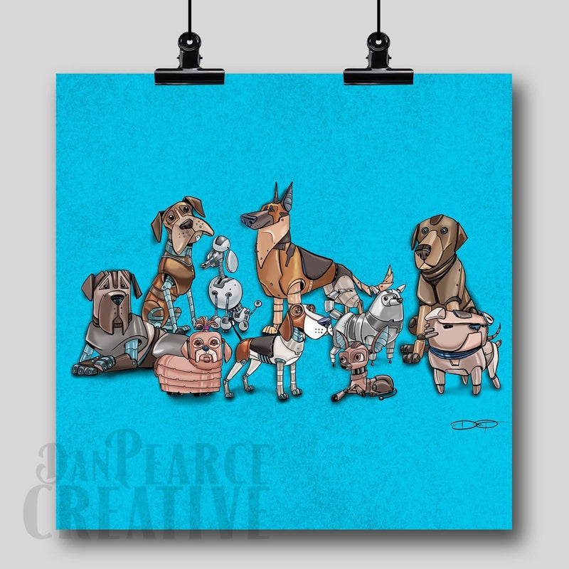 DOGS! Robot Dog Fine Art Print - Dan Pearce Sticker Shop