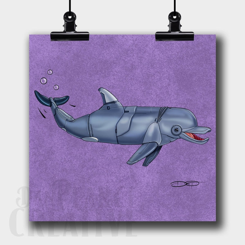 Dolphin Robot Fine Art Print Created - Dan Pearce Sticker Shop