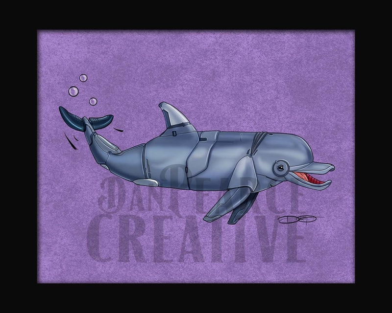 Dolphin Robot Fine Art Print Created - Dan Pearce Sticker Shop