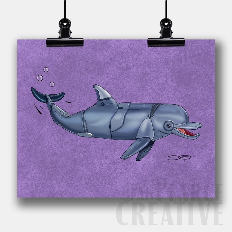 Dolphin Robot Fine Art Print Created - Dan Pearce Sticker Shop