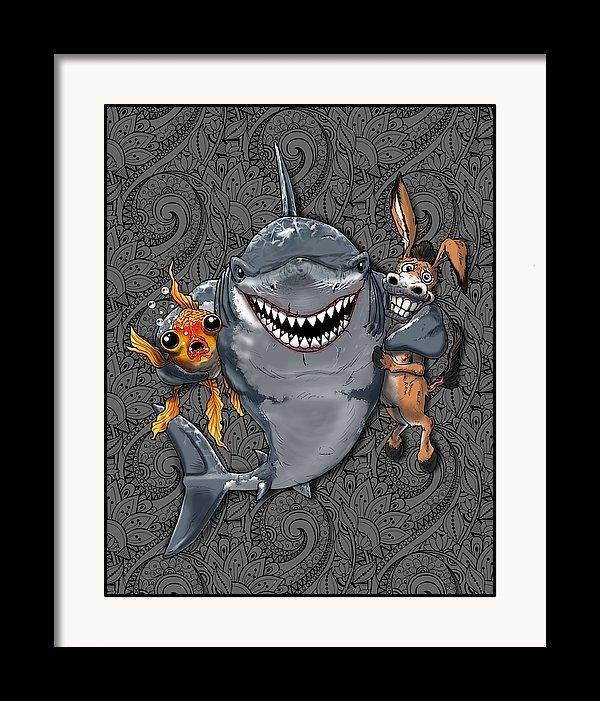 Donkey, Fish, Shark Art Print: "A Shark's Best Friends" - Dan Pearce Sticker Shop