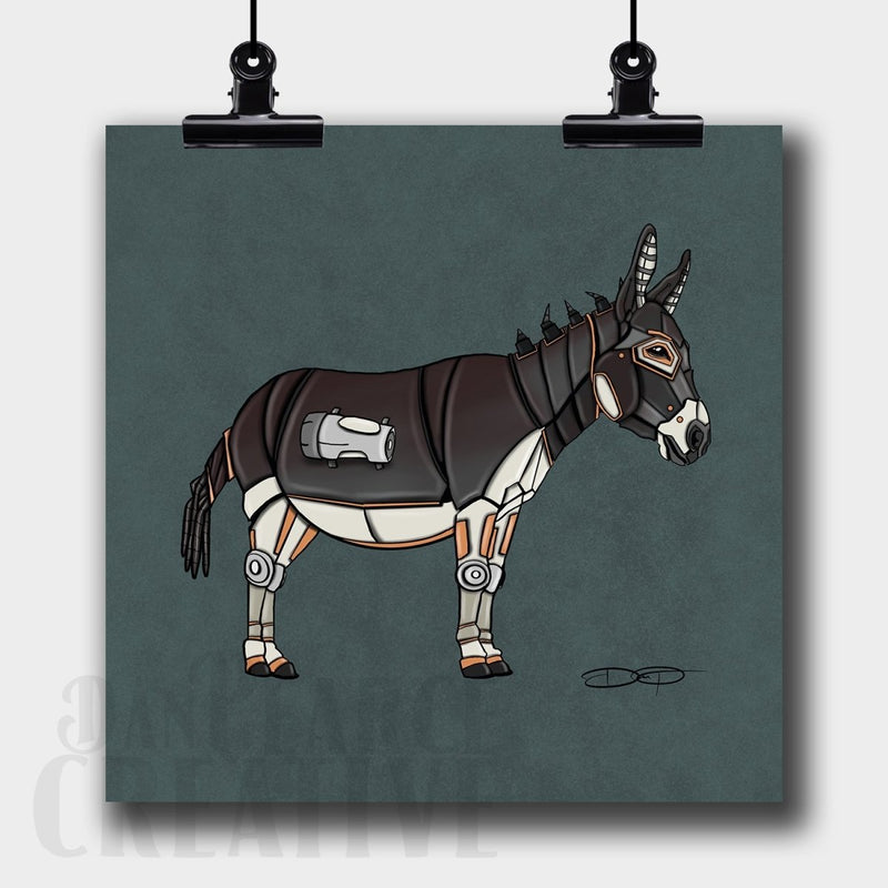 Donkey Robot Fine Art Print Created - Dan Pearce Sticker Shop