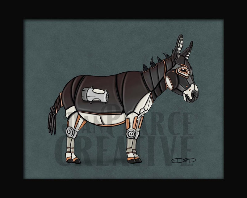 Donkey Robot Fine Art Print Created - Dan Pearce Sticker Shop