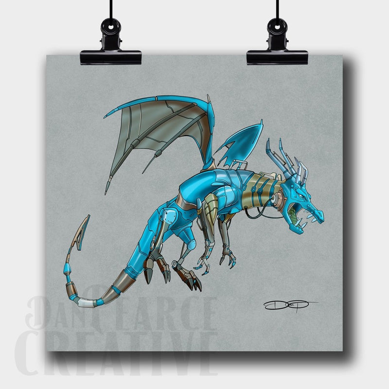 Dragon Robot Fine Art Print Created - Dan Pearce Sticker Shop