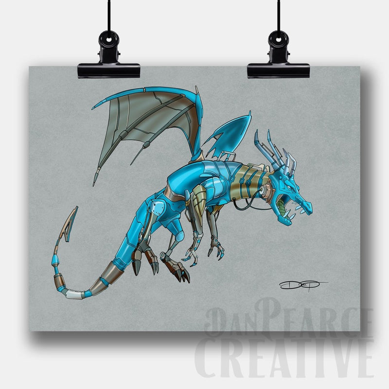 Dragon Robot Fine Art Print Created - Dan Pearce Sticker Shop