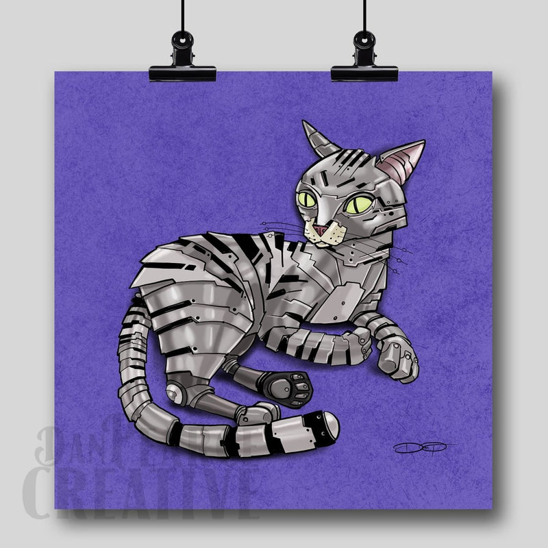 "Egyptian Mau" Robot Cat Fine Art Print - Dan Pearce Sticker Shop