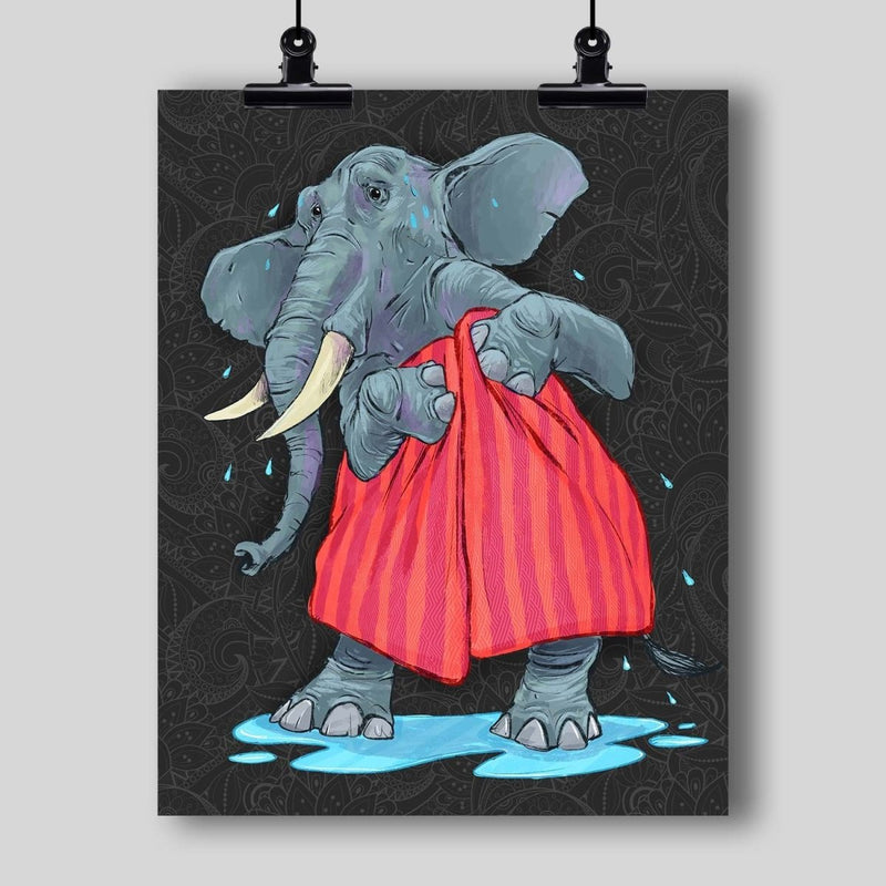 "Elephant in a Bath Towel" Art Print - Dan Pearce Sticker Shop