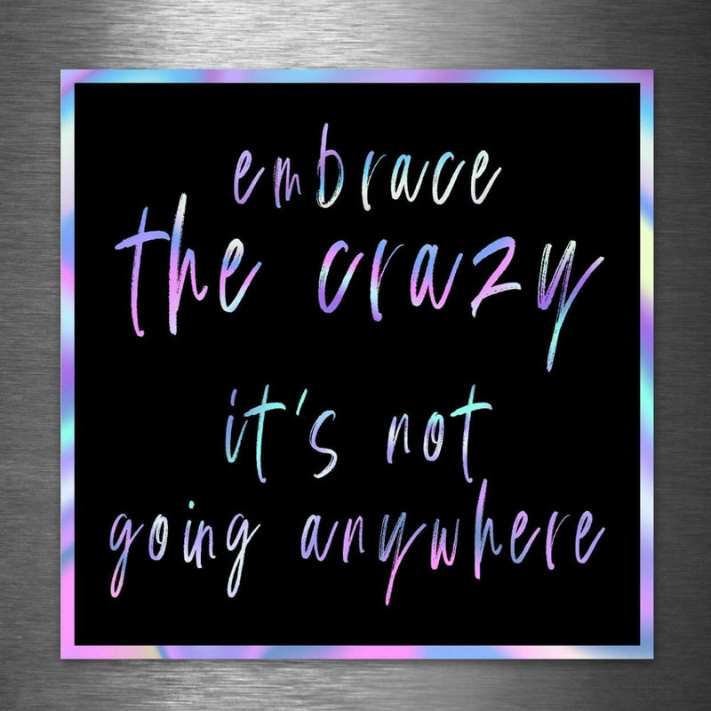 Embrace the Crazy - It's Not Going Anywhere - Hologram Sticker - Dan Pearce Sticker Shop