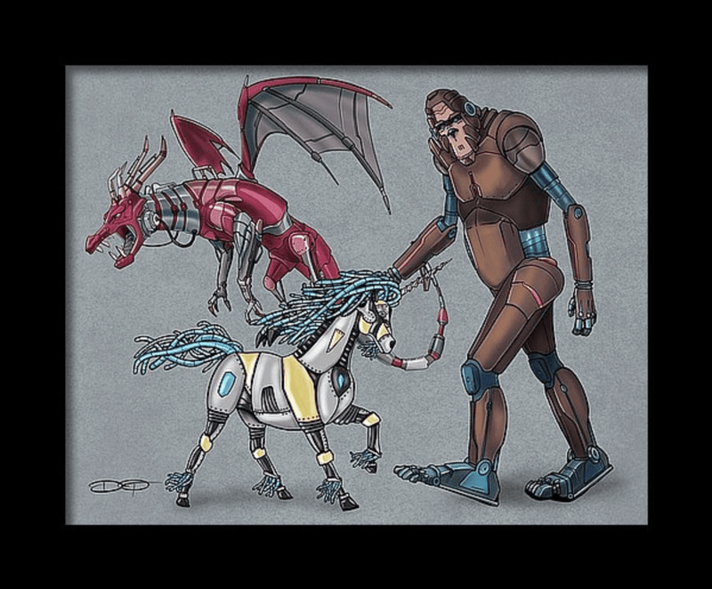 Fantasy "Bigfoot, Dragon, & Unicorn" Fine Art Print - Dan Pearce Sticker Shop