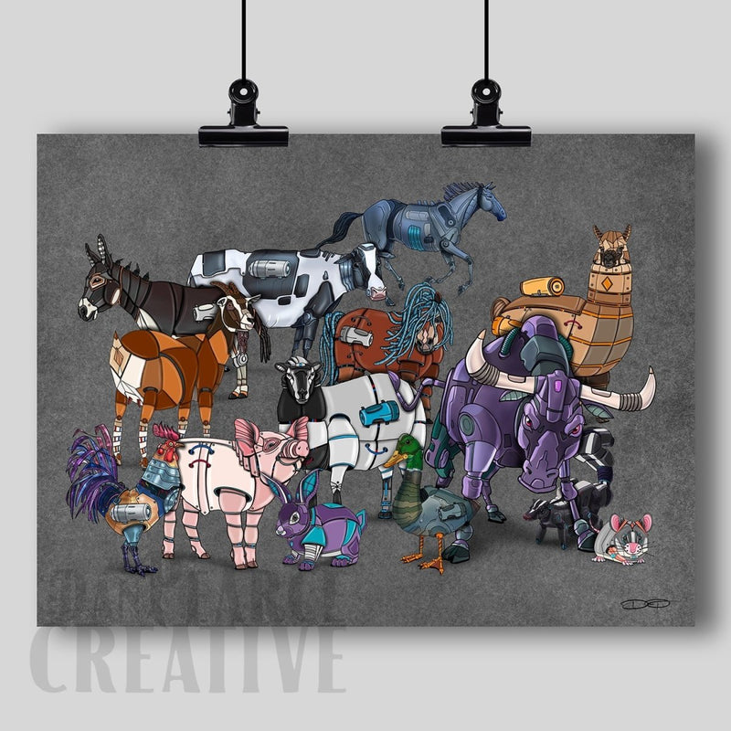 "Farm Animal Robots" Fine Art Print - Dan Pearce Sticker Shop