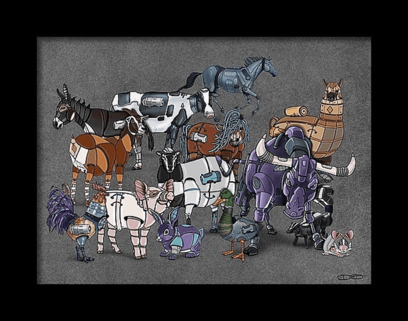 "Farm Animal Robots" Fine Art Print - Dan Pearce Sticker Shop