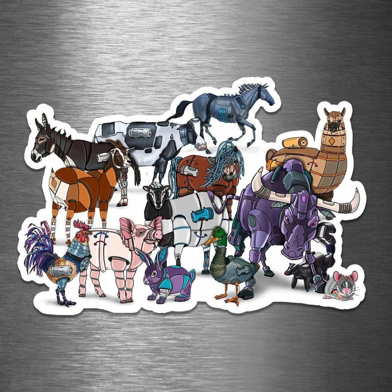 Farm Animals Robots - Vinyl Sticker - Dan Pearce Sticker Shop