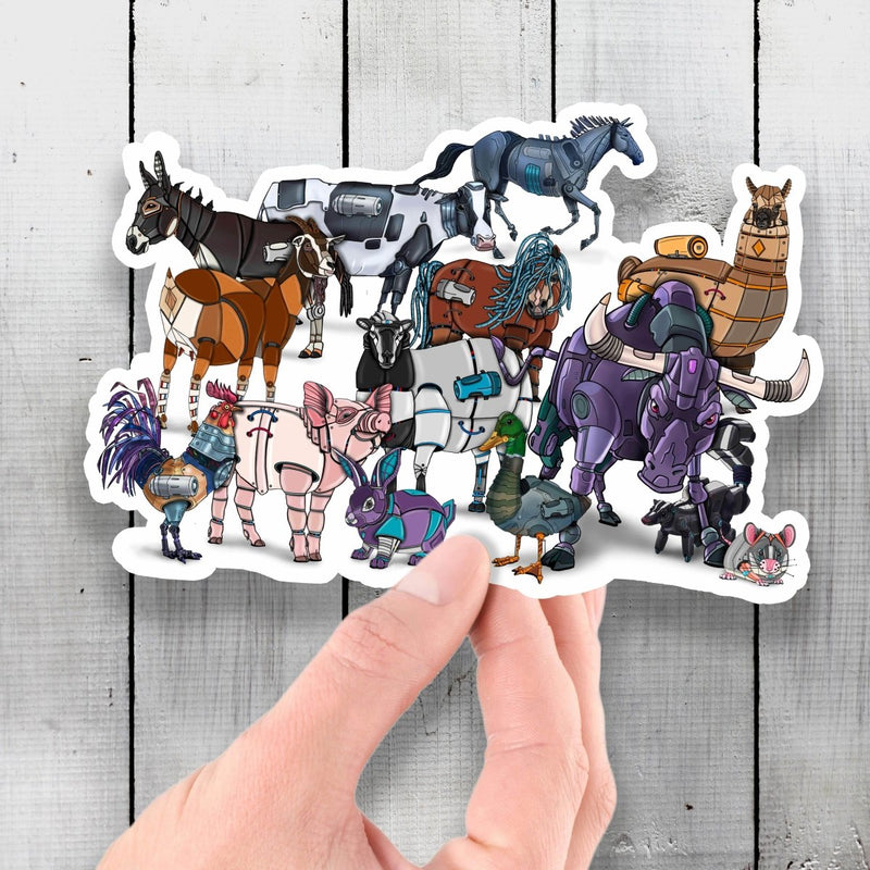 Farm Animals Robots - Vinyl Sticker - Dan Pearce Sticker Shop