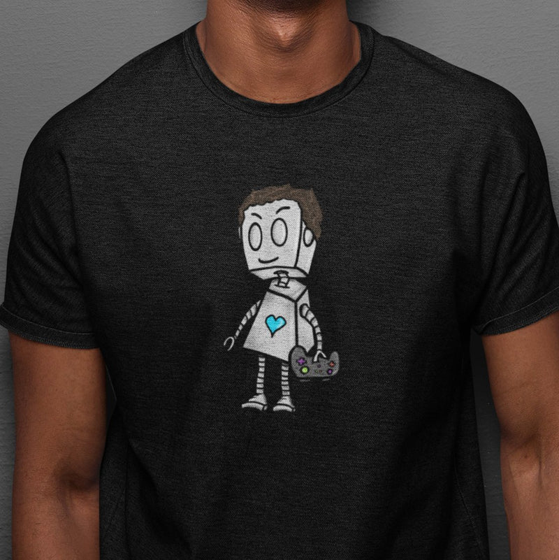 Gamer Adorable Robot Premium Black T-Shirt - Dan Pearce Sticker Shop