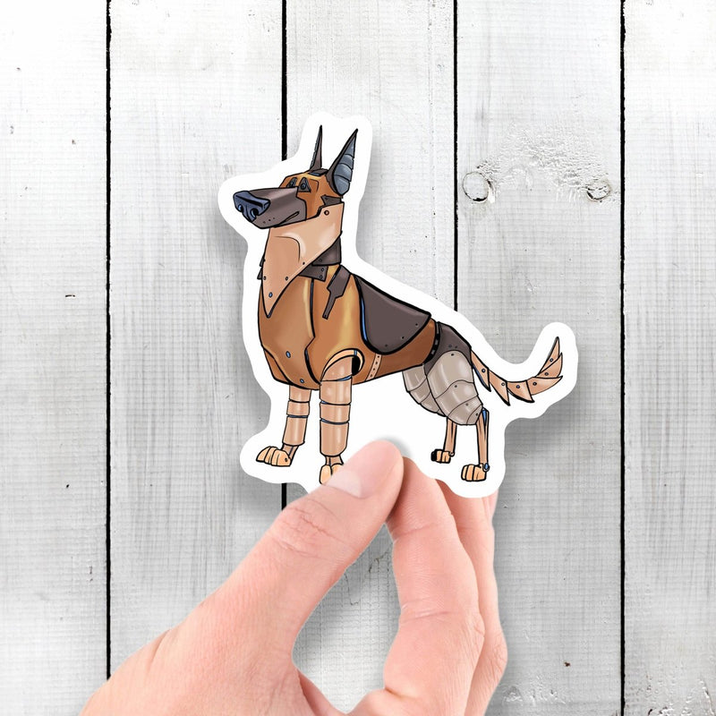 German Shepherd Dog Robot - Vinyl Sticker - Dan Pearce Sticker Shop