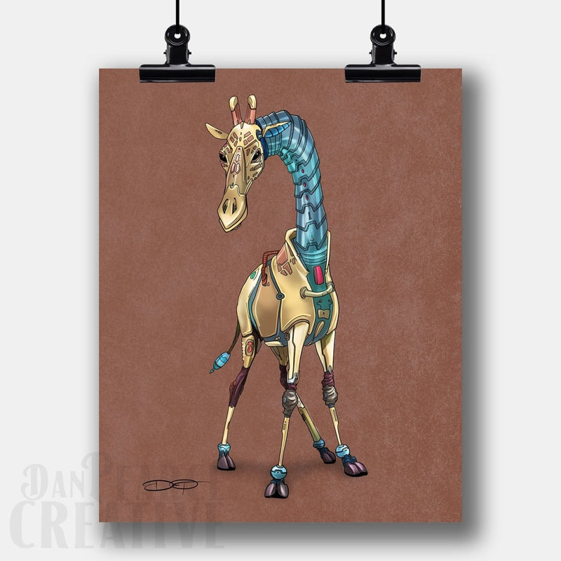 Giraffe Robot Fine Art Print - Dan Pearce Sticker Shop