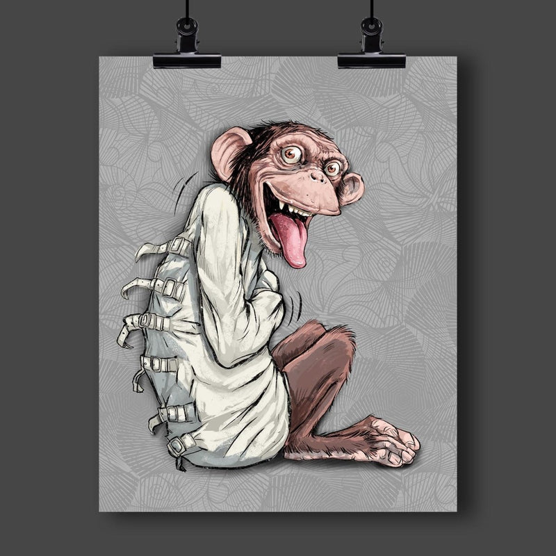 "Going Apes" Monkey in a Straitjacket Art Print - Dan Pearce Sticker Shop