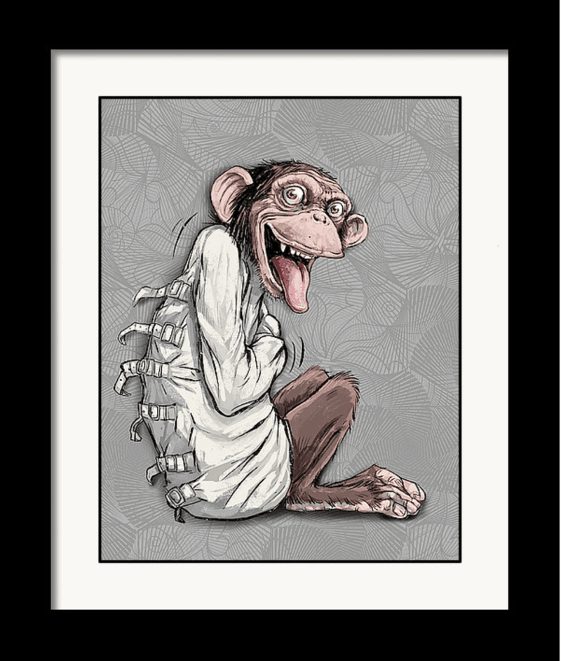 "Going Apes" Monkey in a Straitjacket Art Print - Dan Pearce Sticker Shop