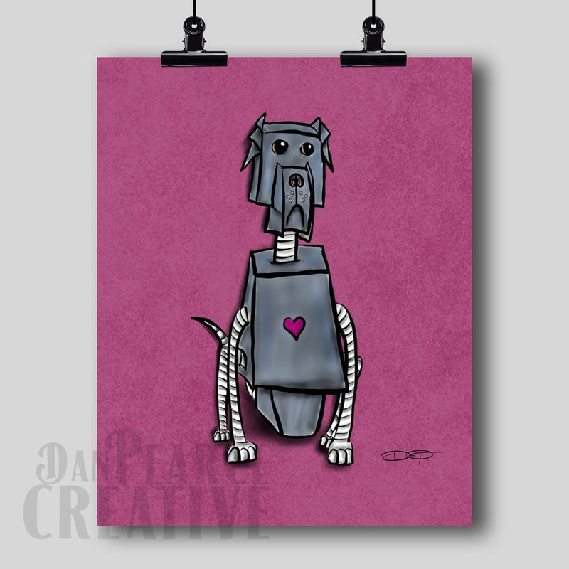 Great Dane Robot Dog Fine Art Print - Dan Pearce Sticker Shop