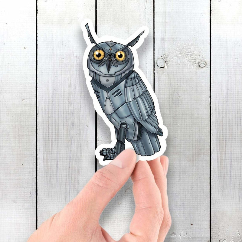 Great Horned Owl Robot - Vinyl Sticker - Dan Pearce Sticker Shop