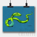 Green Mamba Snake Robot Fine Art Print - Dan Pearce Sticker Shop