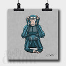 "Hear No Evil" Monkey Robot Fine Art Square Print - Dan Pearce Sticker Shop
