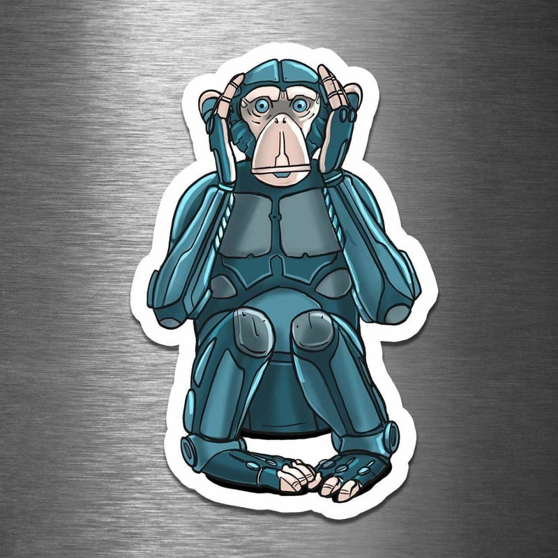 Hear No Evil Monkey Robot - Vinyl Sticker - Dan Pearce Sticker Shop
