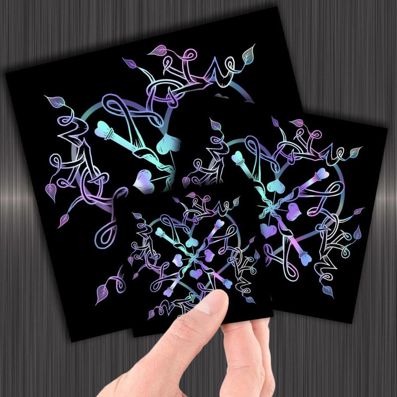 Hologram Love Mandala - Hologram Sticker - Dan Pearce Sticker Shop