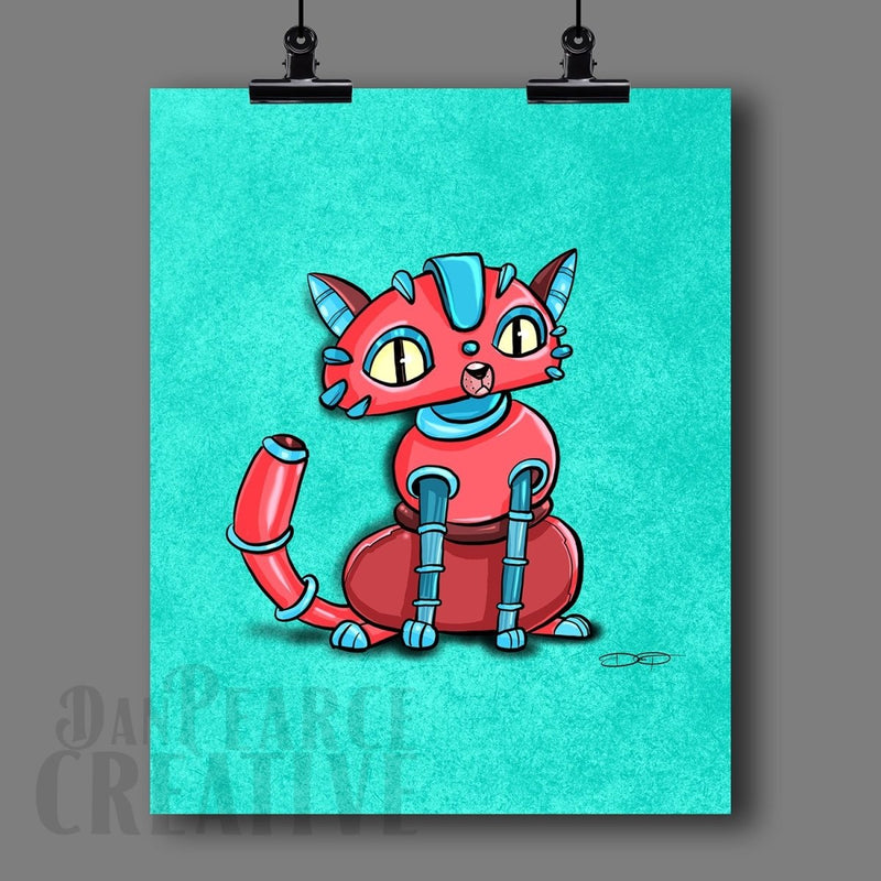 House Cat Robot Cat Fine Art Print - Dan Pearce Sticker Shop