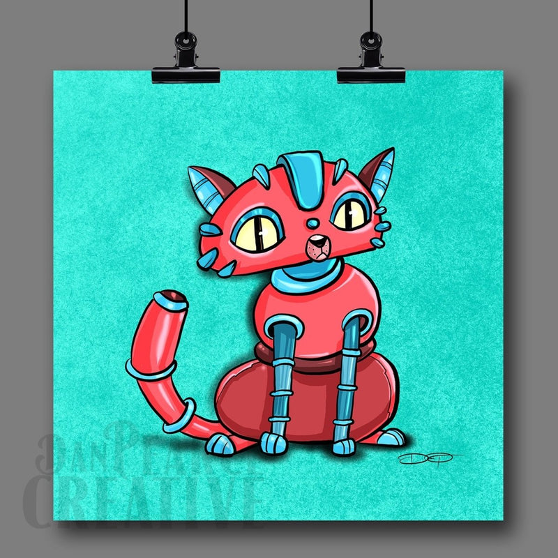 House Cat Robot Cat Fine Art Print - Dan Pearce Sticker Shop