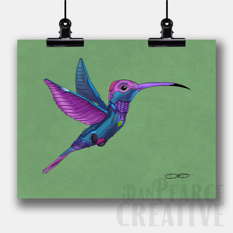 Hummingbird Robot Fine Art Print - Dan Pearce Sticker Shop