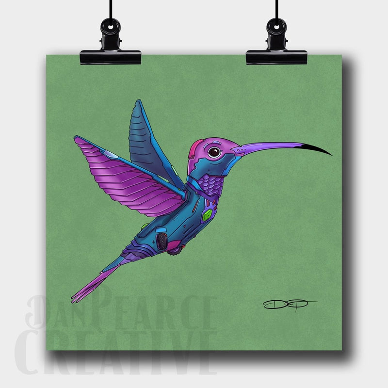 Hummingbird Robot Fine Art Print - Dan Pearce Sticker Shop