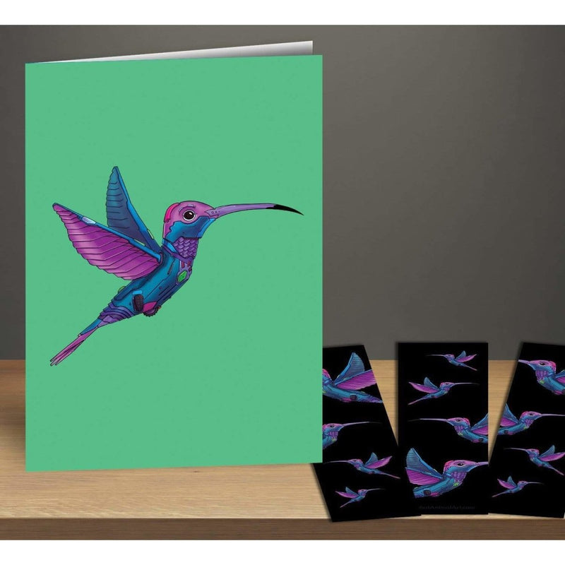 Hummingbird Robot Greeting Card & Bookmark Combo Pack - Dan Pearce Sticker Shop