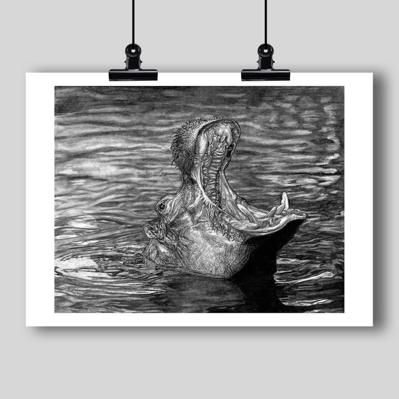 "Keeper of the Swamp" Fine Art Hippopotamus Print - Dan Pearce Sticker Shop