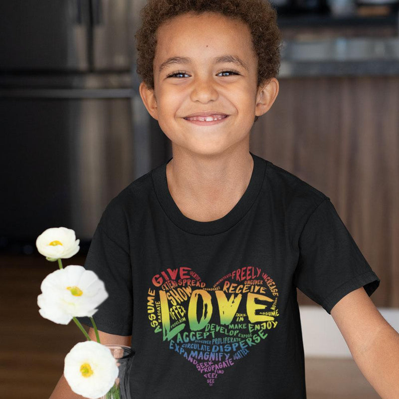 Kids Official “LOVE” Black T-Shirt (Original Rainbow Version) - Dan Pearce Sticker Shop