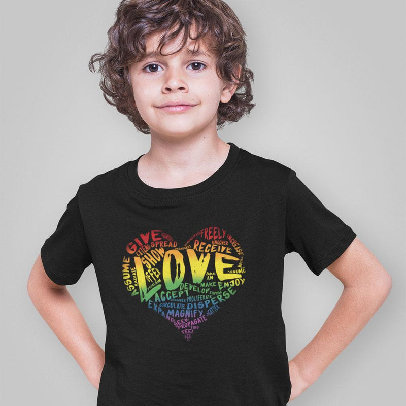 Kids Official “LOVE” Black T-Shirt (Original Rainbow Version) - Dan Pearce Sticker Shop