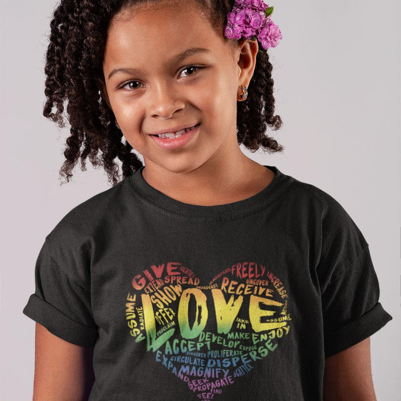 Kids Official “LOVE” Black T-Shirt (Original Rainbow Version) - Dan Pearce Sticker Shop