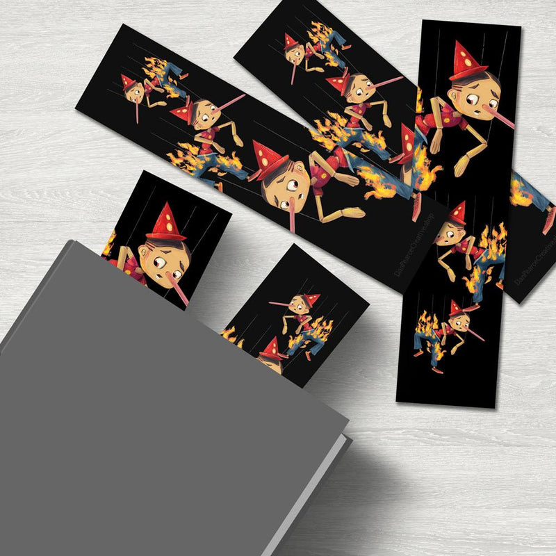 Liar Liar Pants On Fire (Pinocchio) - Premium Bookmark - Dan Pearce Sticker Shop