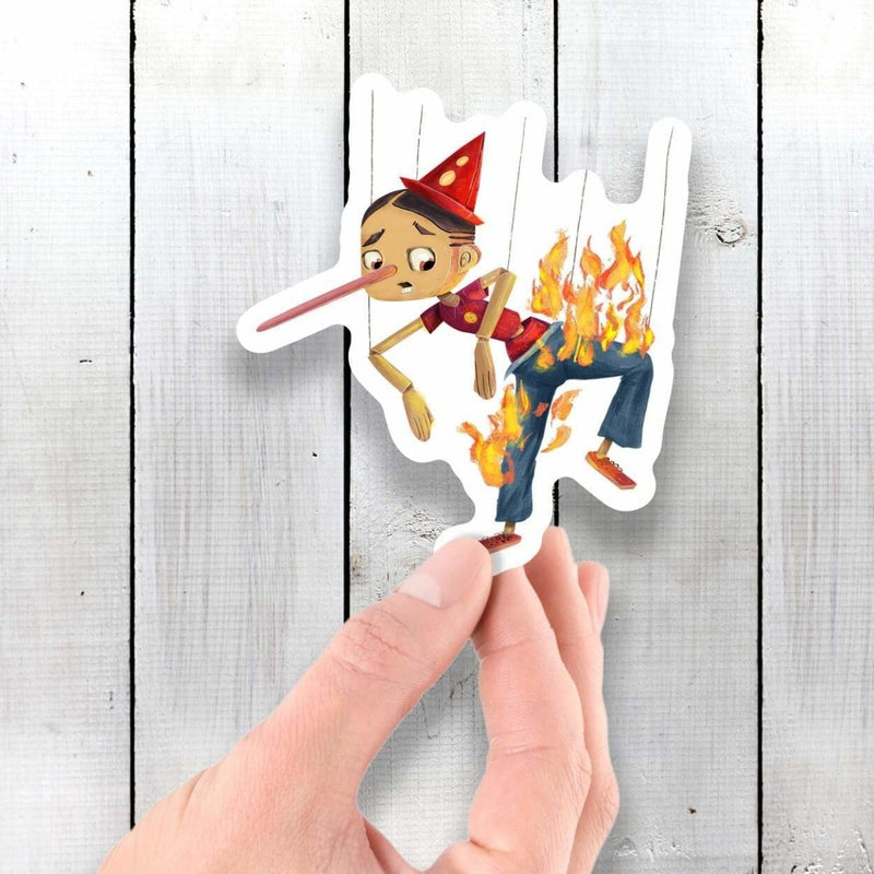 Liar Liar Pants on Fire Pinocchio - Vinyl Sticker - Dan Pearce Sticker Shop