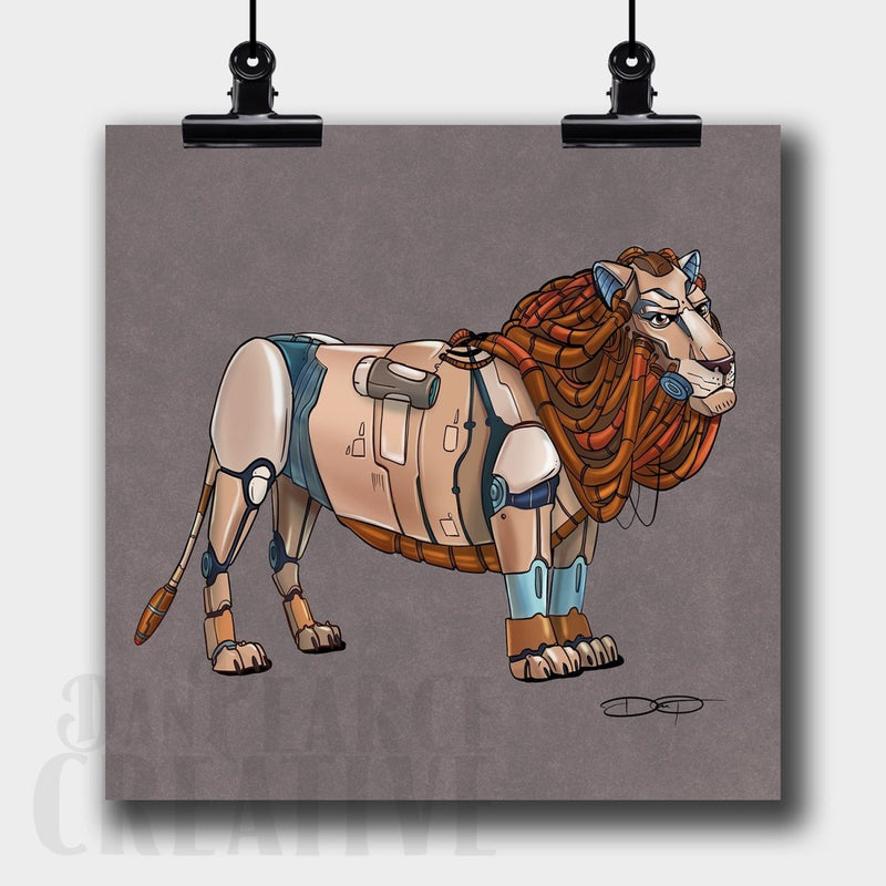 Lion Robot Fine Art Print - Dan Pearce Sticker Shop