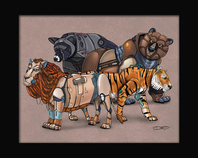 "Lions and Tigers and Bears" Robot Animal Collage