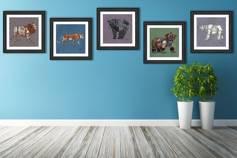 "Lions, Tigers, and Bears" Animal Robot Fine Art Prints (MULTI-PRINT) - Dan Pearce Sticker Shop