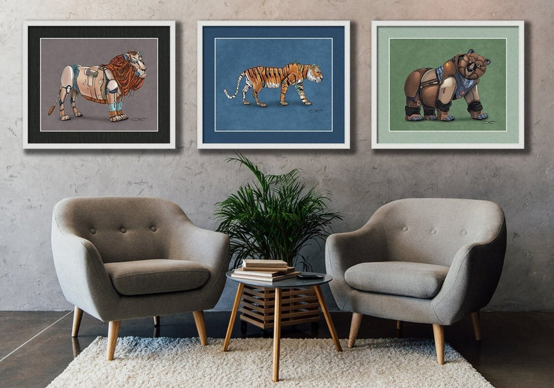 "Lions, Tigers, and Bears" Animal Robot Fine Art Prints (MULTI-PRINT) - Dan Pearce Sticker Shop