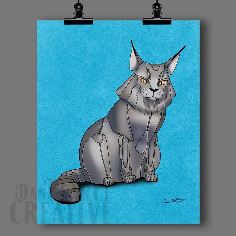 Maine Coon Cat Robot Cat Fine Art Print - Dan Pearce Sticker Shop