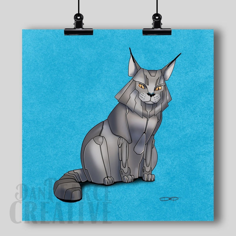 Maine Coon Cat Robot Cat Fine Art Print - Dan Pearce Sticker Shop