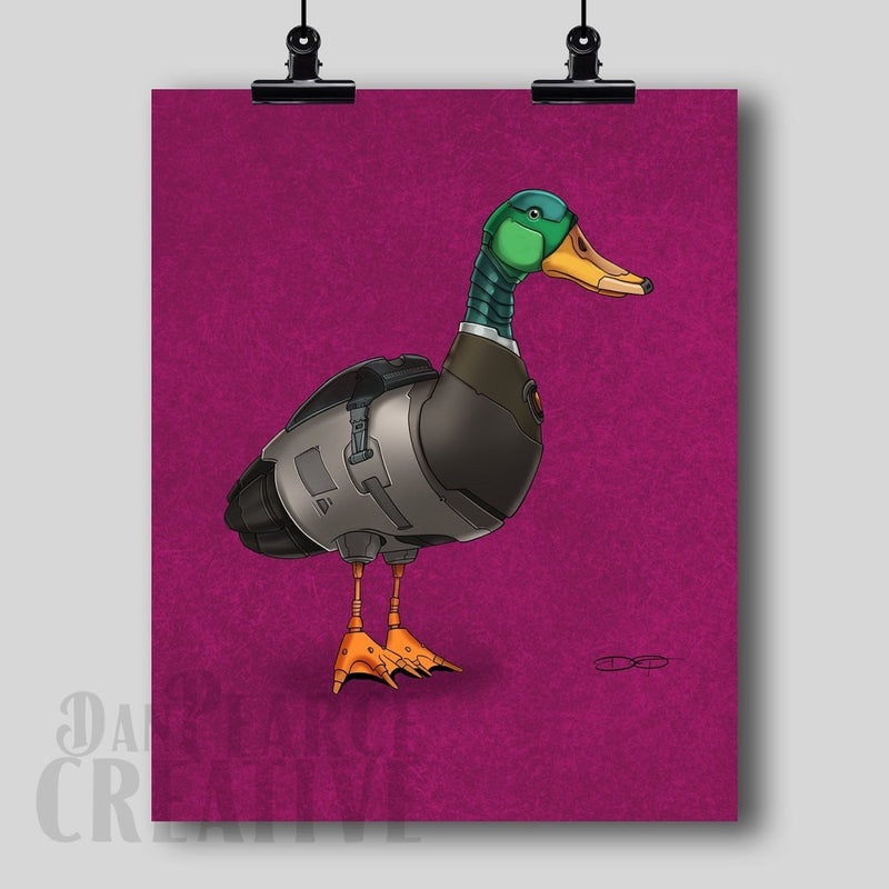 Mallard Duck Robot Fine Art Print - Dan Pearce Sticker Shop